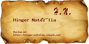Hinger Natália névjegykártya